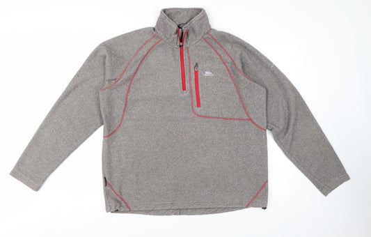 Trespass Men’s Grey 1/4 Zip Fleece Pullover Sweatshirt L