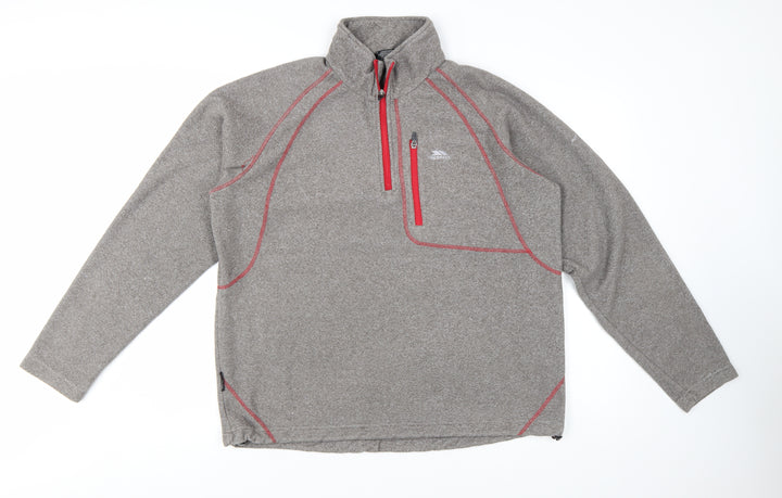 Trespass Men’s Grey 1/4 Zip Fleece Pullover Sweatshirt L