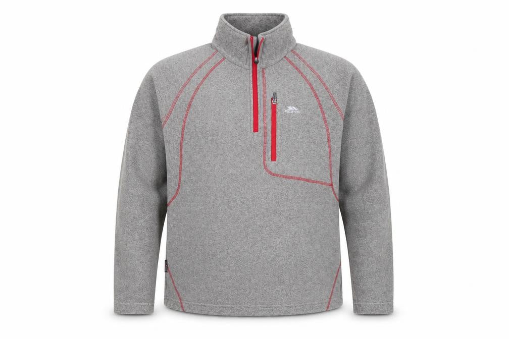 Front view of Trespass Men’s Grey 1/4 Zip Fleece Pullover Sweatshirt L