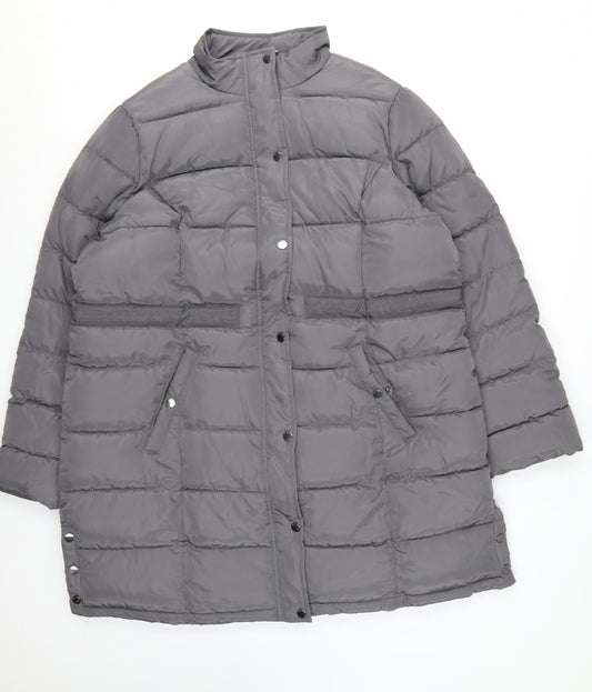 Maine New England Womens Grey Long Puffer Coat Size 20