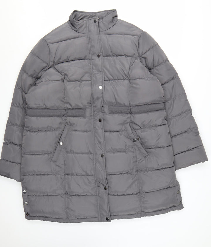 Maine New England Womens Grey Long Puffer Coat Size 20