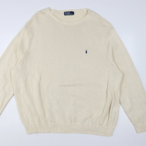 Polo Ralph Lauren Men's Beige 4XL Cotton Crew Neck Jumper