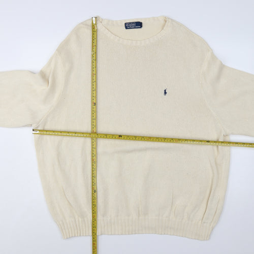 Polo Ralph Lauren Men's Beige 4XL Cotton Crew Neck Jumper