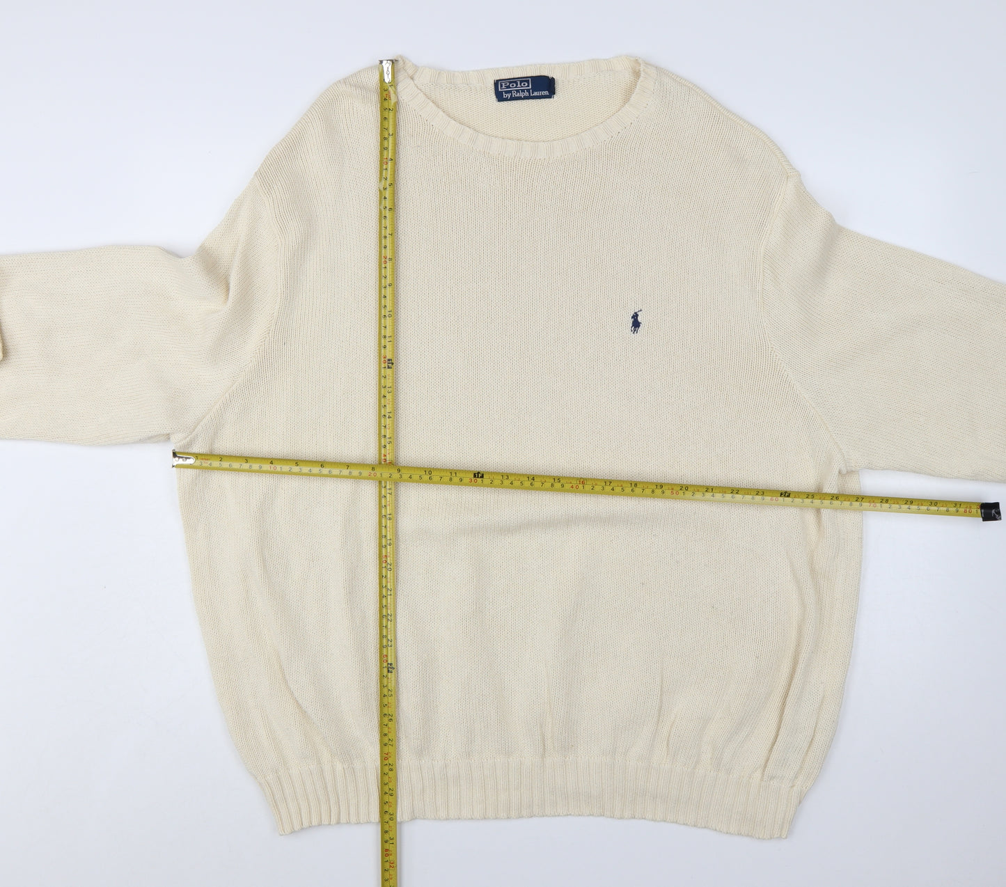Polo Ralph Lauren Men's Beige 4XL Cotton Crew Neck Jumper