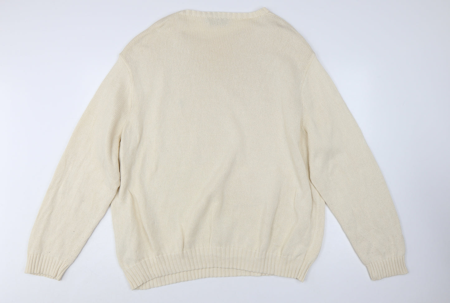 Polo Ralph Lauren Men's Beige 4XL Cotton Crew Neck Jumper