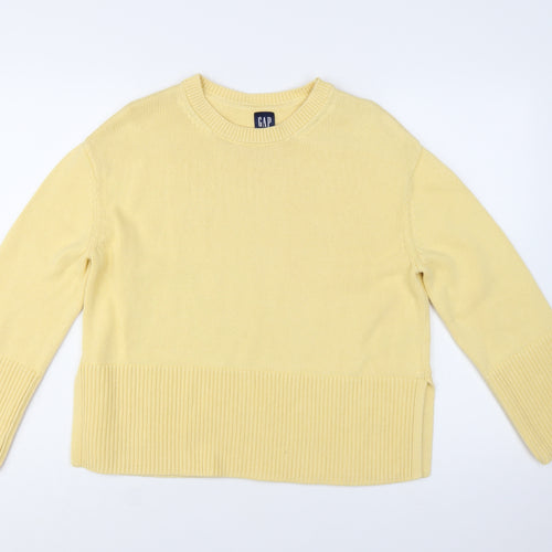 GAP Women's Yellow Cotton Crew Neck Pullover Jumper XS