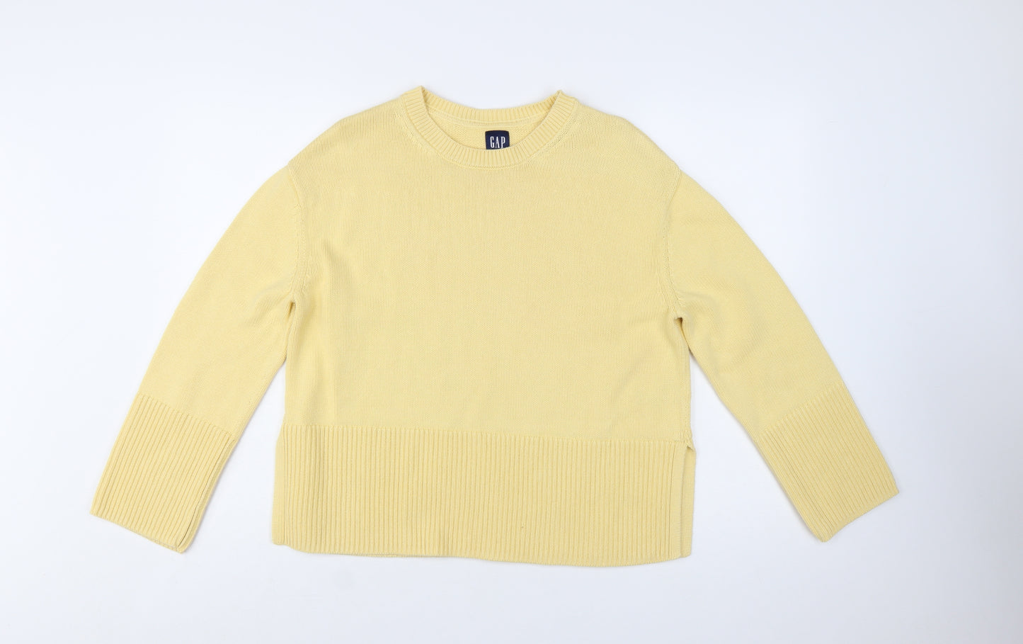 GAP Women's Yellow Cotton Crew Neck Pullover Jumper XS