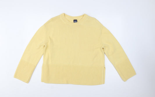 GAP Women's Yellow Cotton Crew Neck Pullover Jumper XS