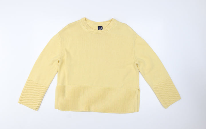 GAP Women's Yellow Cotton Crew Neck Pullover Jumper XS