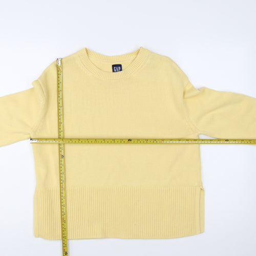 GAP Women's Yellow Cotton Crew Neck Pullover Jumper XS