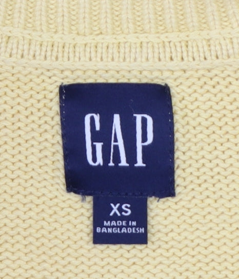 GAP Women's Yellow Cotton Crew Neck Pullover Jumper XS