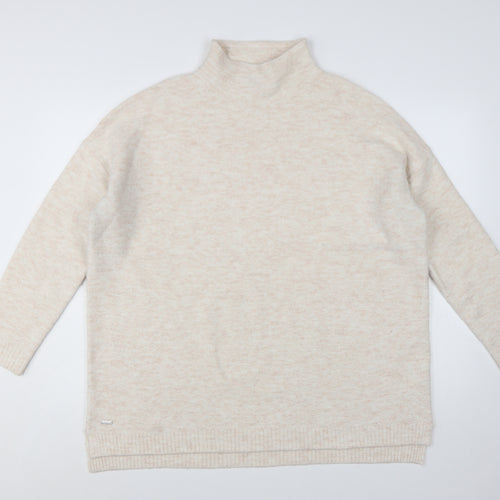 Joules Women Beige Mock Neck Long Sleeve Knit Jumper Size 16