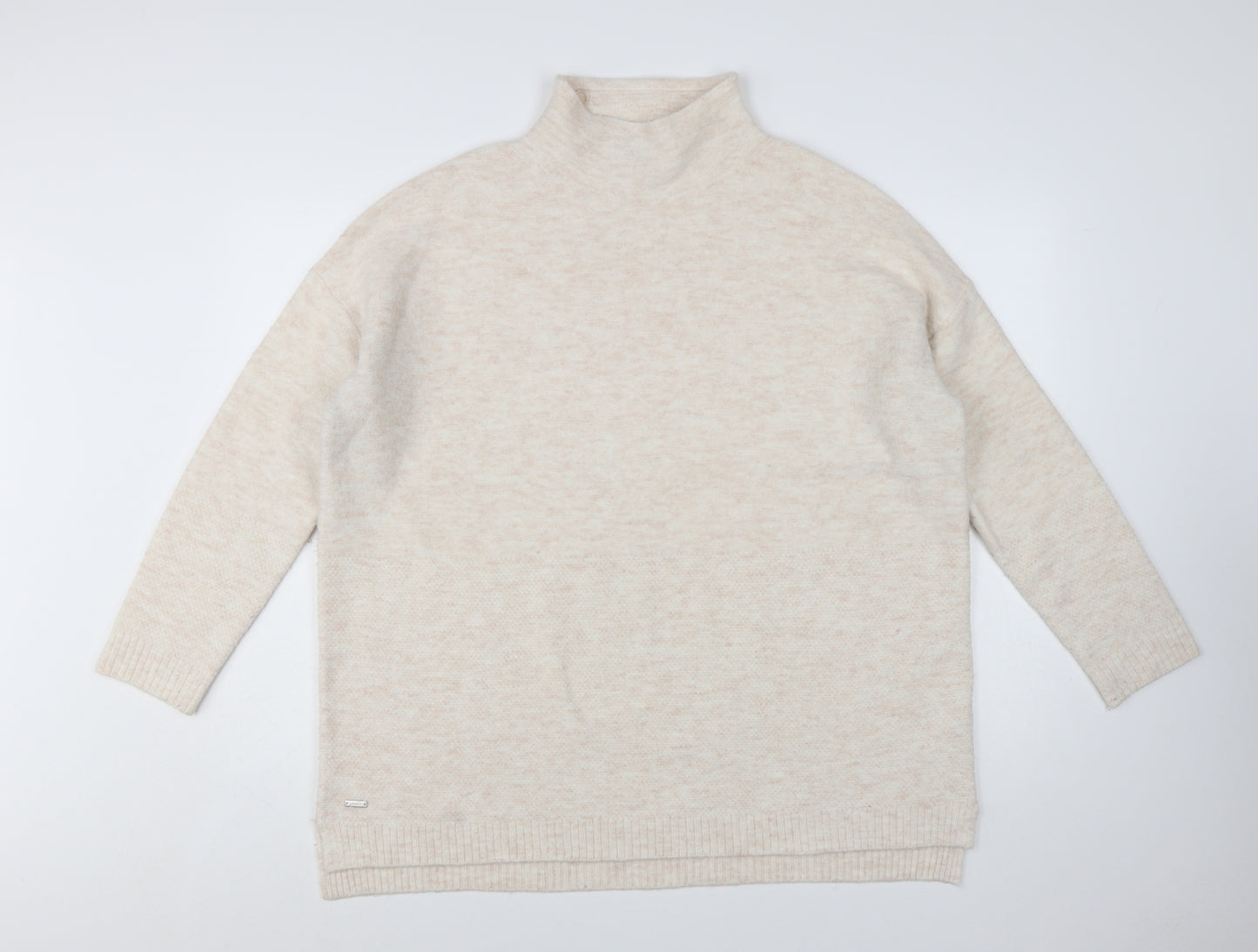 Joules Women Beige Mock Neck Long Sleeve Knit Jumper Size 16