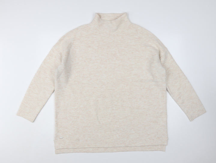 Joules Women Beige Mock Neck Long Sleeve Knit Jumper Size 16