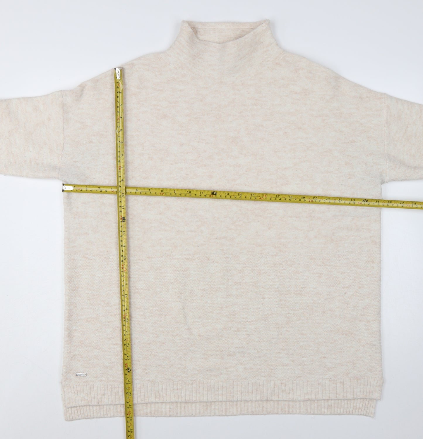Joules Women Beige Mock Neck Long Sleeve Knit Jumper Size 16