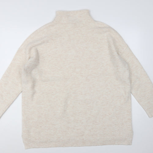 Joules Women Beige Mock Neck Long Sleeve Knit Jumper Size 16