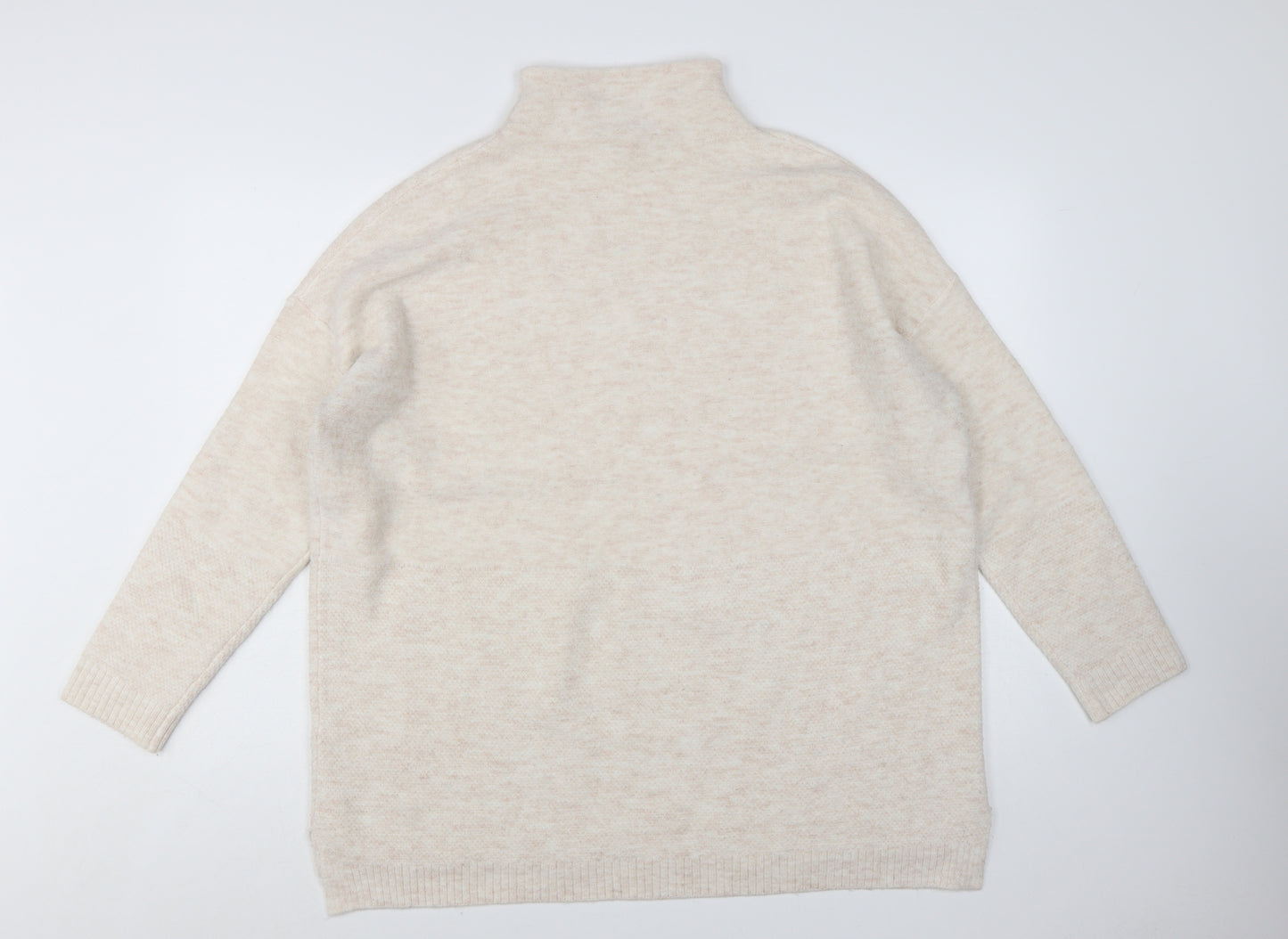 Joules Women Beige Mock Neck Long Sleeve Knit Jumper Size 16