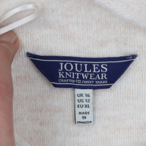 Joules Women Beige Mock Neck Long Sleeve Knit Jumper Size 16