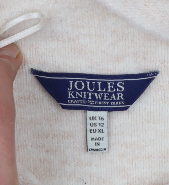 Joules Women Beige Mock Neck Long Sleeve Knit Jumper Size 16