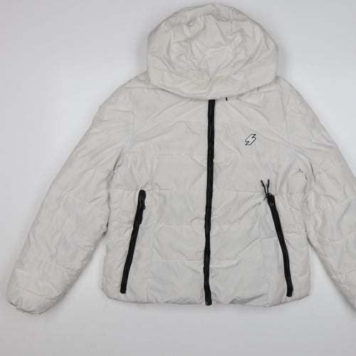 Superdry Women's White Hooded Puffer Jacket Size 14