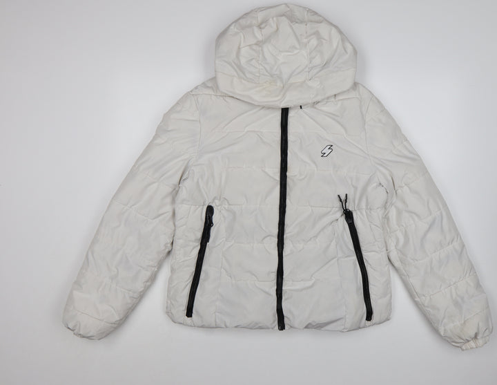 Superdry Women's White Hooded Puffer Jacket Size 14
