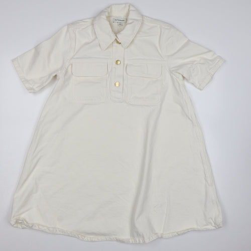 Marks and Spencer Women Ivory Short Sleeve Shirt Dress Size 10