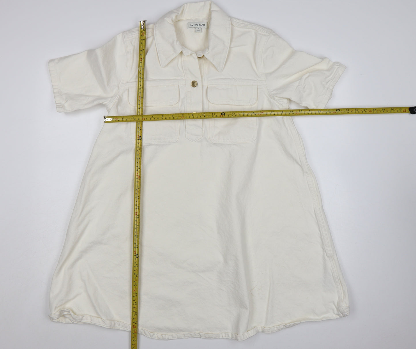 Marks and Spencer Women Ivory Short Sleeve Shirt Dress Size 10