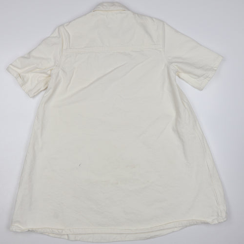Marks and Spencer Women Ivory Short Sleeve Shirt Dress Size 10