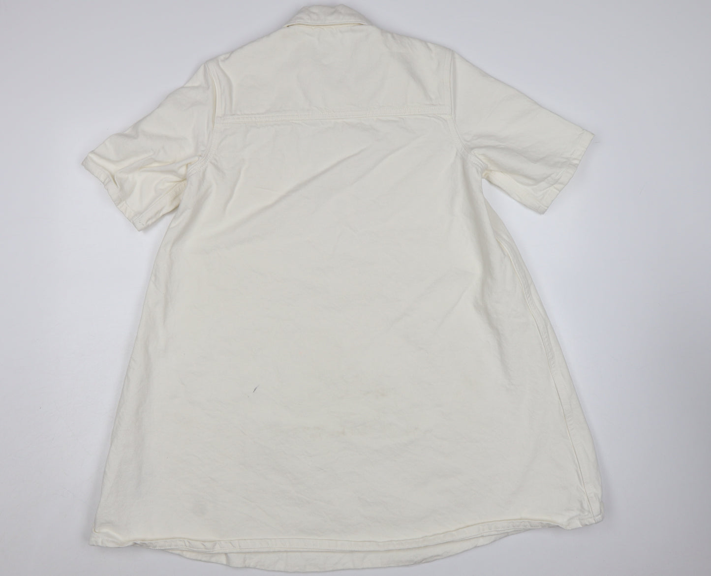Marks and Spencer Women Ivory Short Sleeve Shirt Dress Size 10