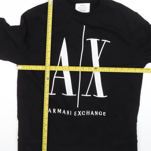 Armani Exchange Mens Black Small Pullover Sweatshirt with Logo Print
