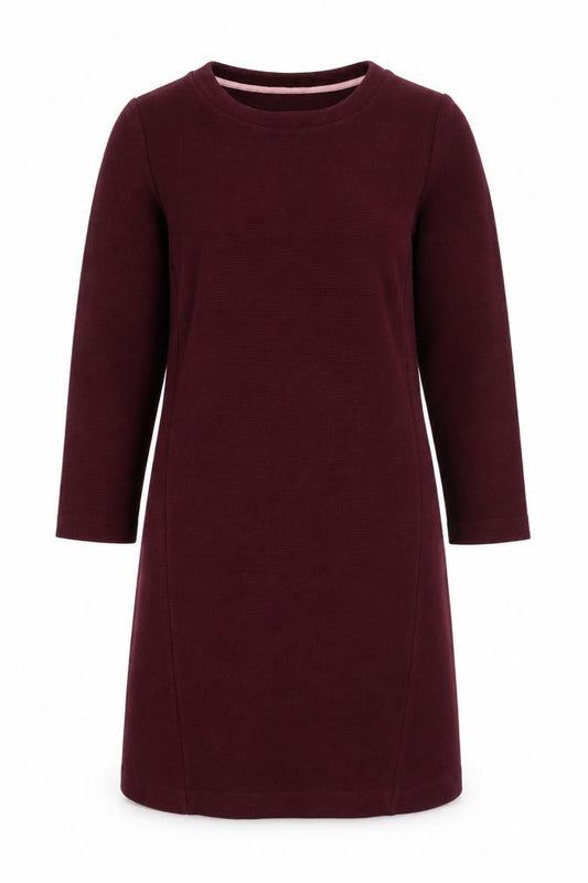 Front view of Boden Women’s Red Cotton Shift Dress, size UK 8, Long Sleeve