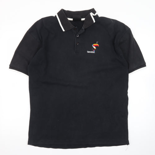 Guinness Men's Black Embroidered Toucan Polo Shirt Size L