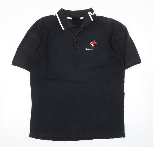 Guinness Men's Black Embroidered Toucan Polo Shirt Size L