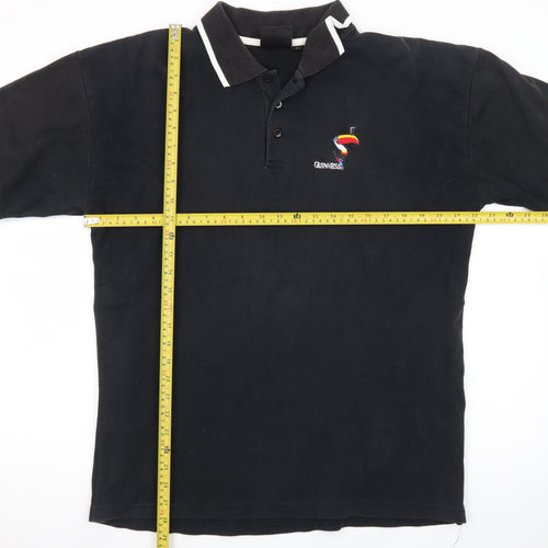 Guinness Men's Black Embroidered Toucan Polo Shirt Size L