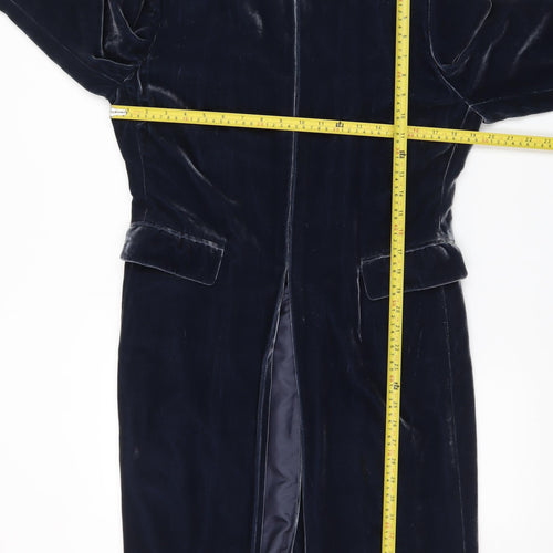 Planet Women's Blue Velvet Long Coat Size 12 Lined Classic Overcoat