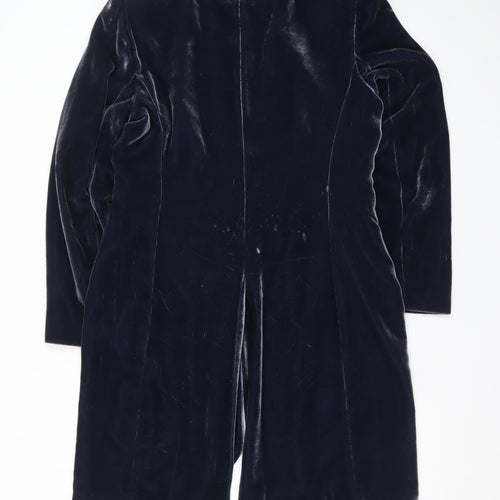Planet Women's Blue Velvet Long Coat Size 12 Lined Classic Overcoat