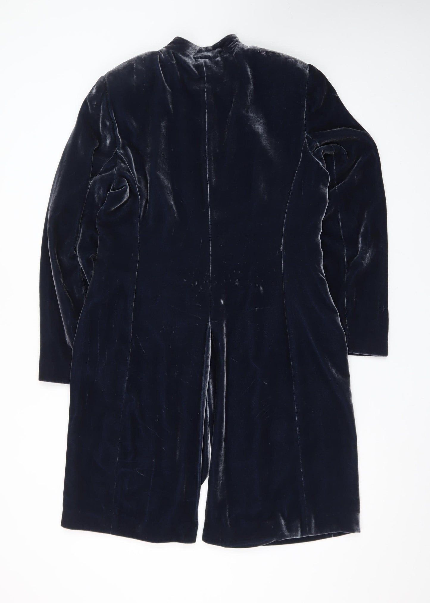 Planet Women's Blue Velvet Long Coat Size 12 Lined Classic Overcoat