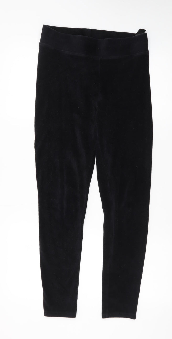 Marks and Spencer Womens Black Velvet Leggings Size 10 Slim Fit