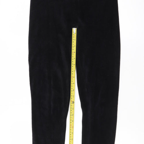 Marks and Spencer Womens Black Velvet Leggings Size 10 Slim Fit