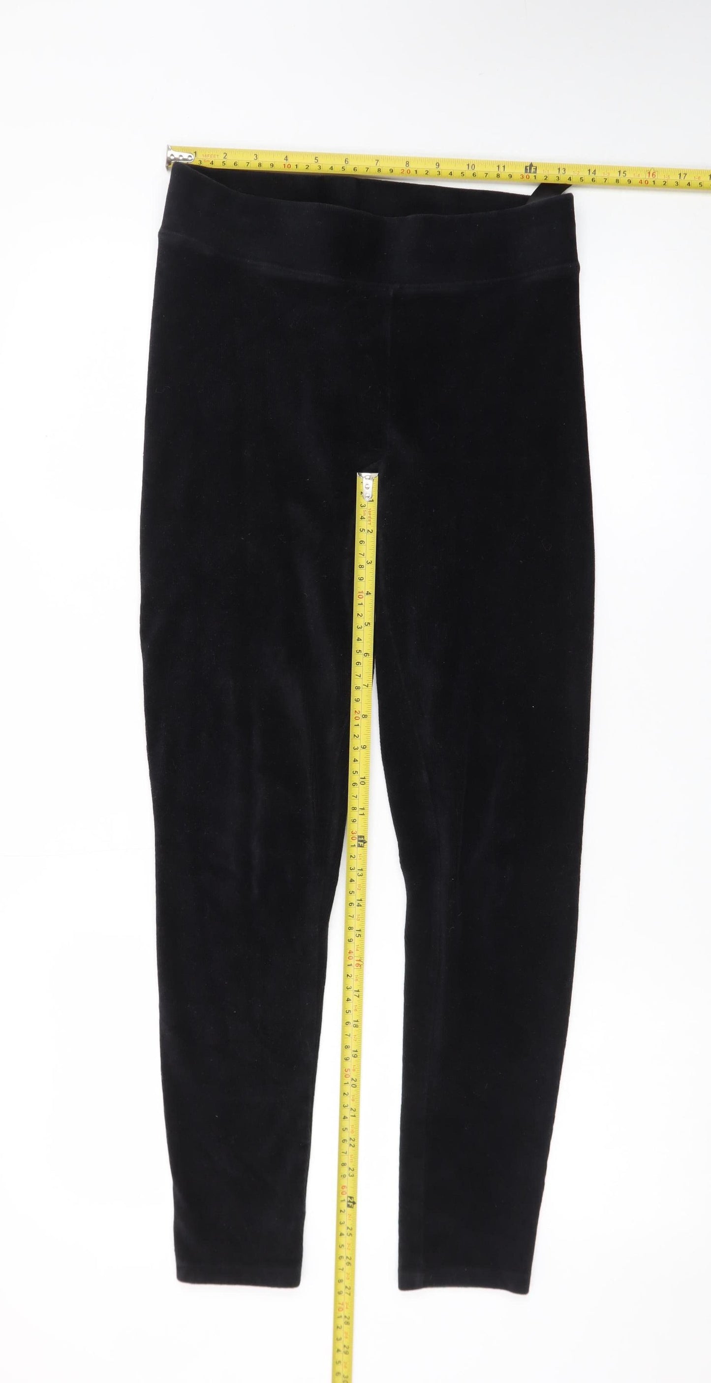 Marks and Spencer Womens Black Velvet Leggings Size 10 Slim Fit