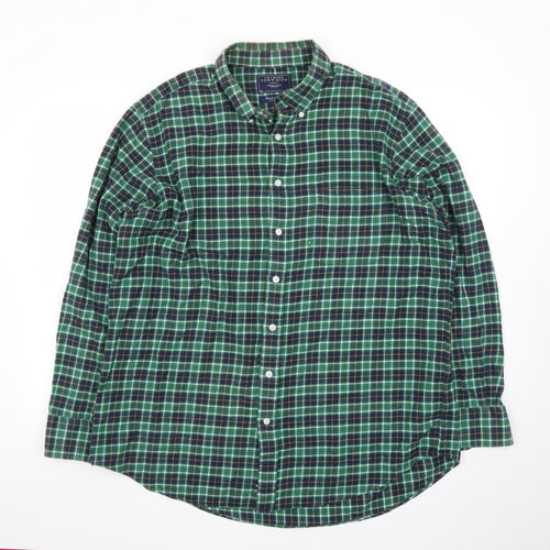 Charles Tyrwhitt Men's Green Check Brushed Cotton Classic Fit Shirt XL