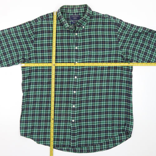 Charles Tyrwhitt Men's Green Check Brushed Cotton Classic Fit Shirt XL