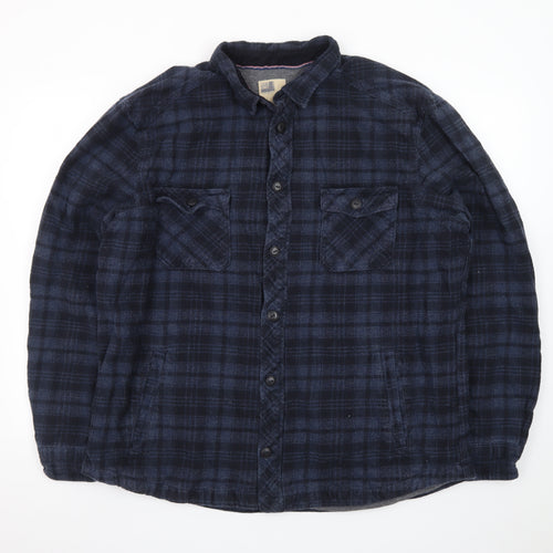 North Coast Men's Blue Check Flannel Button-Up Shirt 2XL