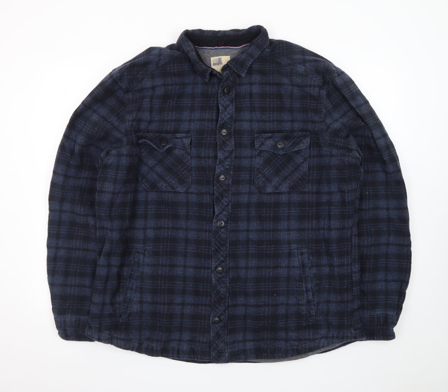 North Coast Men's Blue Check Flannel Button-Up Shirt 2XL