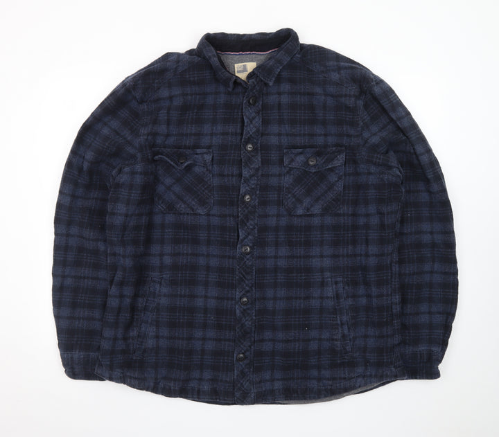 North Coast Men's Blue Check Flannel Button-Up Shirt 2XL