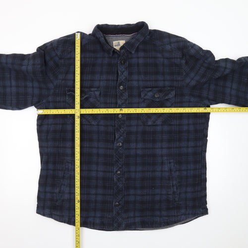 North Coast Men's Blue Check Flannel Button-Up Shirt 2XL