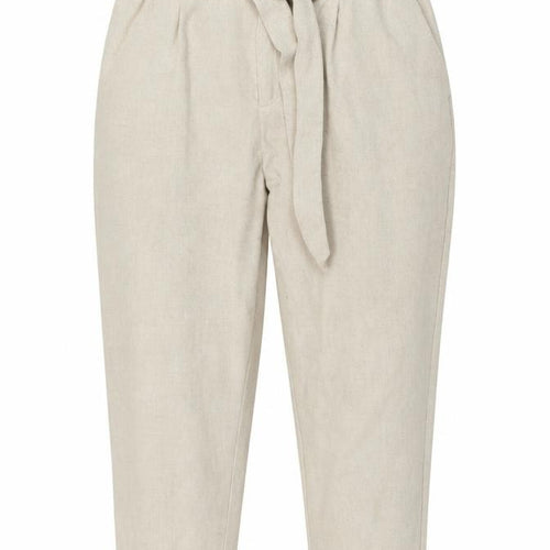 H&M Women’s Beige Paperbag Trousers Size 14 Belted Tapered Pants