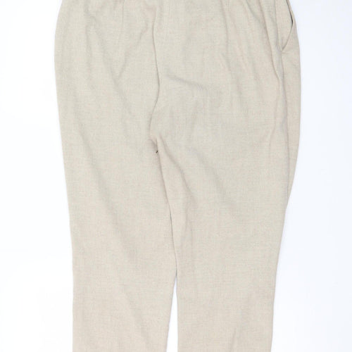 H&M Women’s Beige Paperbag Trousers Size 14 Belted Tapered Pants