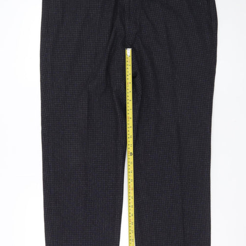 Marks and Spencer Men's Grey Check Wool Blend Chino Trousers 38in Waist 29in Leg