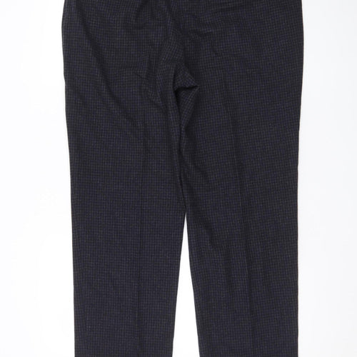 Marks and Spencer Men's Grey Check Wool Blend Chino Trousers 38in Waist 29in Leg